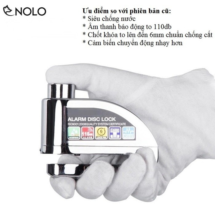 Khóa Đĩa Dùng Cho Xe Máy, Xe Đạp Cảm Biến Báo Động Chống Cắt Chống Nước Chuẩn CE ROSH