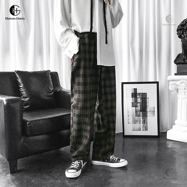 Hatton Gutto Quần Dài Nam Ca Rô Ca Rô Seluar Lelaki
