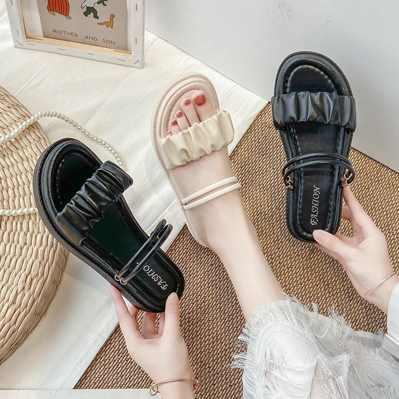 Dép sandal nữ quai ngang bèo nhúm đi 2 kiểu mã DE21