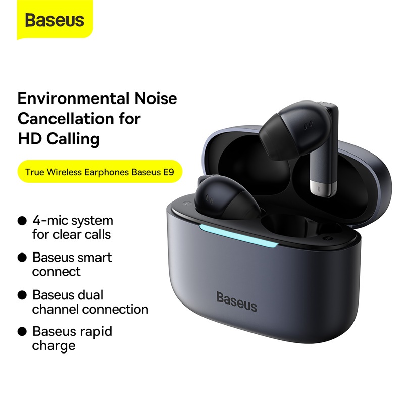 Tai Nghe Không Dây Baseus E9 TWS Bluetooth 5.3 4 Số HD 30H Sử Dụng Pin Tiện Dụng