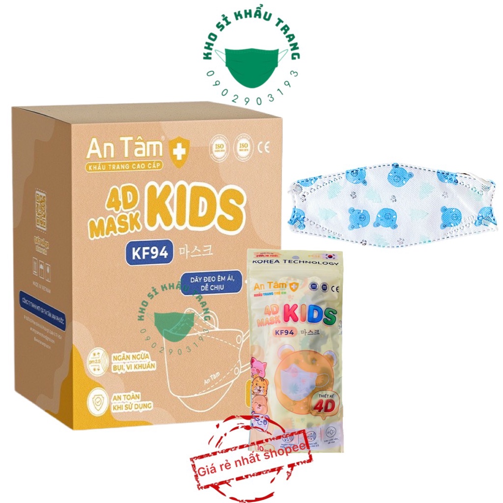 Nguyên thùng 300 cái khẩu trang KF94 kids An Tâm