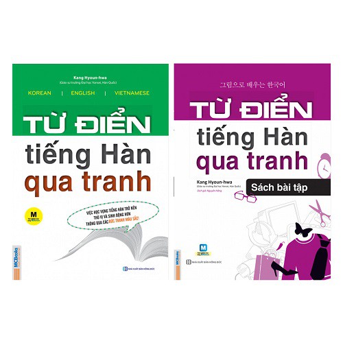 Sách - Combo Từ Điển Tiếng Hàn Qua Tranh + Từ điển tiếng Hàn qua tranh (Sách bài tập) Tặng Post Card Danh Ngôn