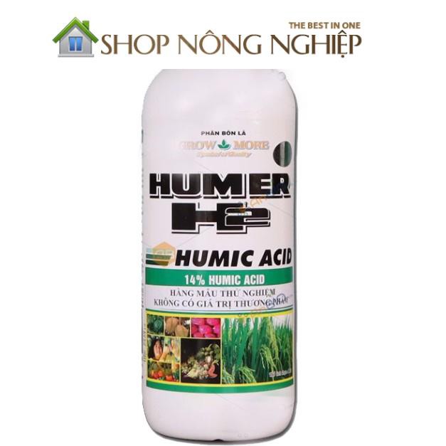 Phân bón lá sinh học Humic Acid H2 (14% HUmic Acid, 2,56% Kali ..) chai 1L