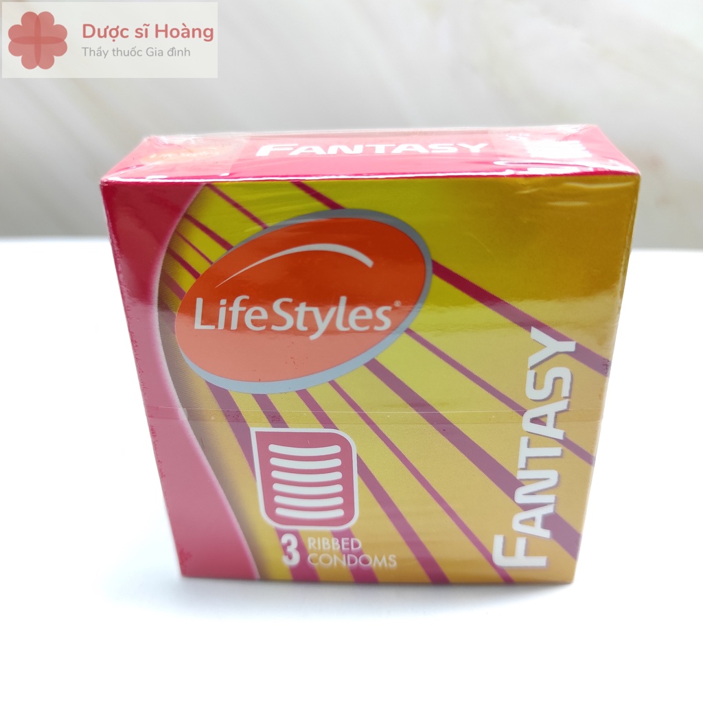 [ CHE TÊN] Bao Cao Su LifeStyles Fantasy Có Gân Ngang Ôm Sát - Hộp 3 Chiếc