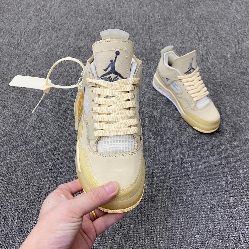 Giày thể thao Jordan 4 retro off white kem , Giày sneaker JD4 màu kem siêu hot mới nhất