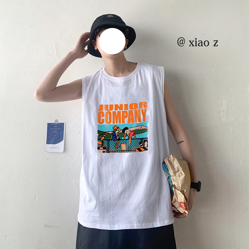 Áo thun nam cổ tròn không tay in hình thời trang kích thước M-3Xl