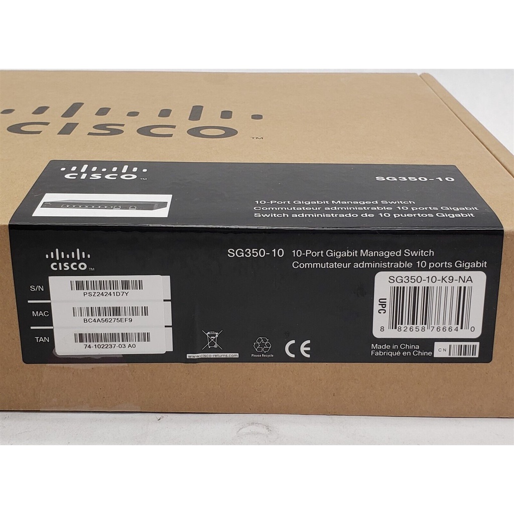 Cisco SG350-10-K9 NEW | Bộ Chia Mạng SMB, 8 cổng RJ45 10/100/1000, 2x Combo 1G.