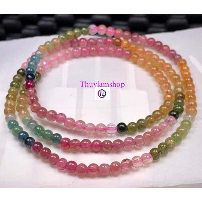Chuỗi 3 vòng quấn tay, đeo cổ Tourmaline hàng tuyển đẹp