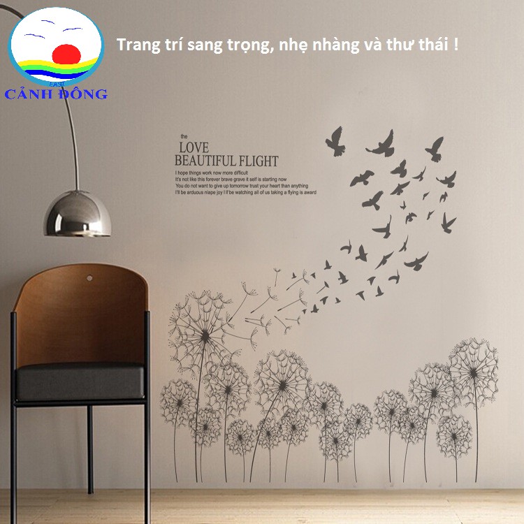 Decal dán tường bồ công anh trang trí sang trọng ý nghĩa