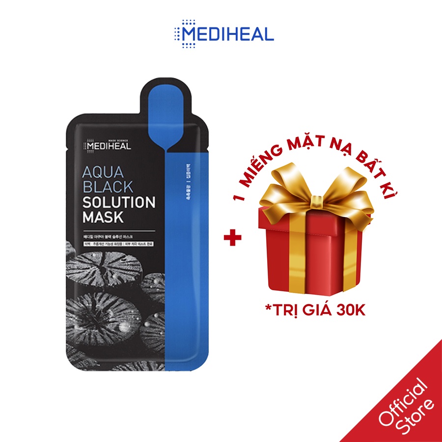 Mặt Nạ Than Hoạt Tính Loại Bỏ Bã Nhờn, Giảm Mụn Đầu Đen, Mụn Cám Mediheal Aqua Black Solution Mask 23ml [K113]