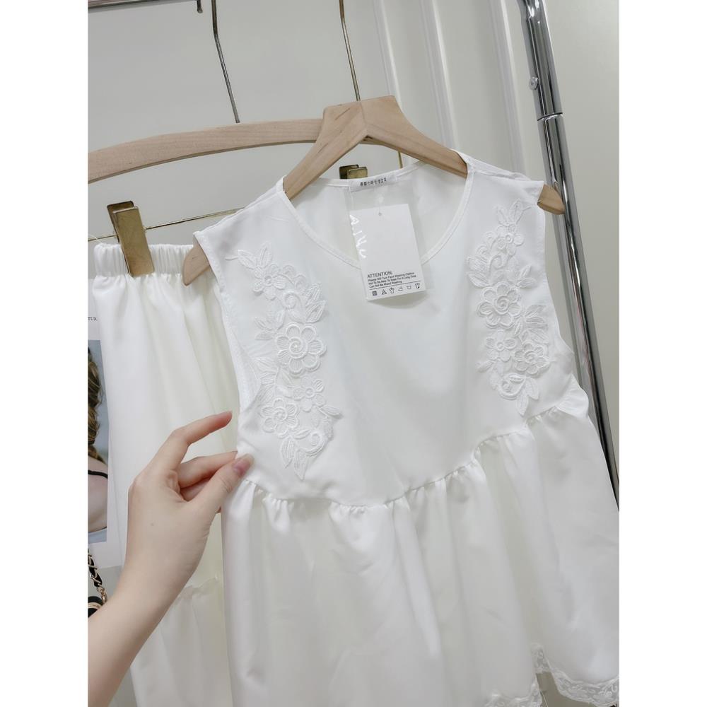 [ 𝐅𝐑𝐄𝐄 𝐒𝐇𝐈𝐏 ]  SÉT ÁO REN HOA TIỂU THƯ MIX CHÂN VÁY XÒE TẦNG