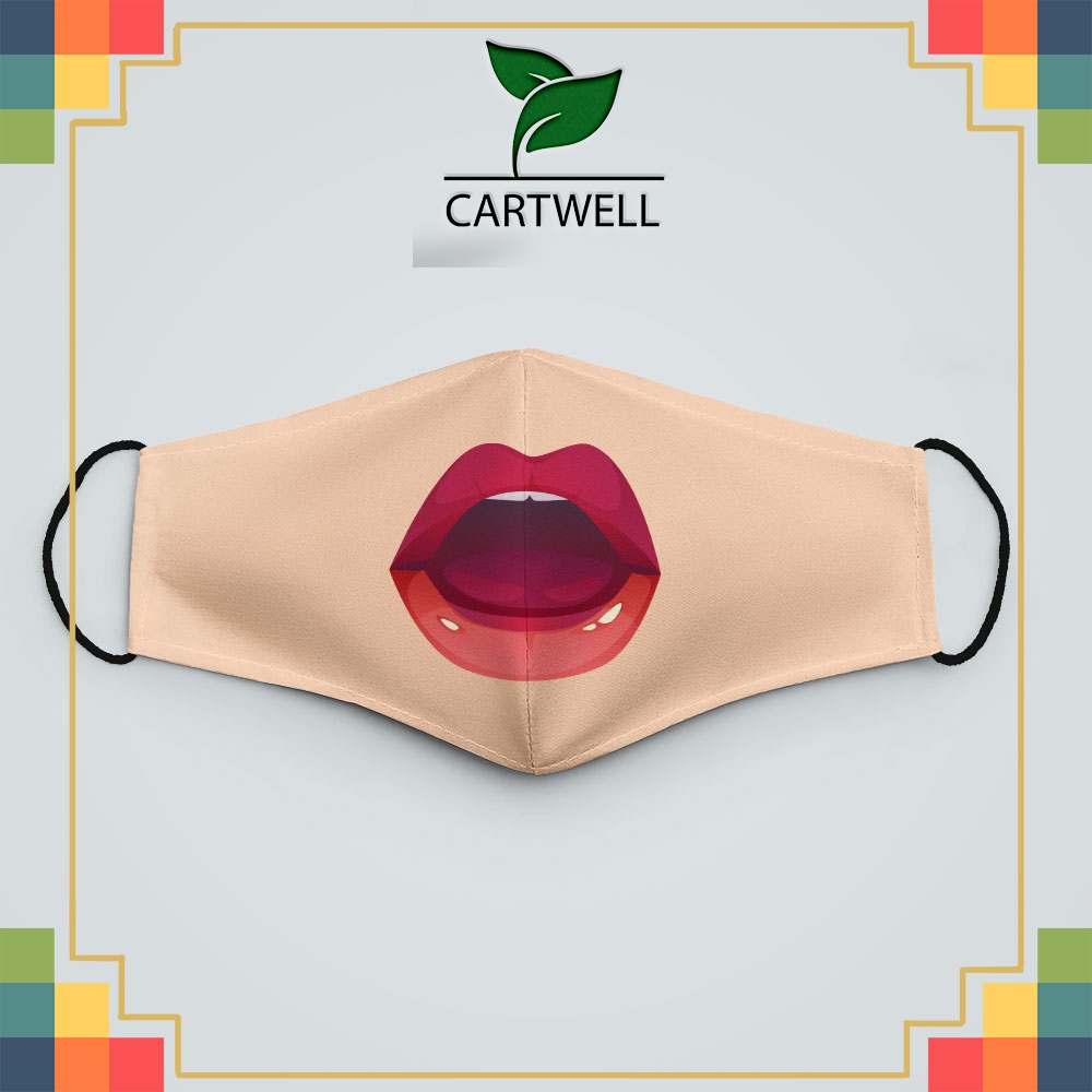 Khẩu trang vải in Sexy Lips_3645 CARTWELL vải cotton 100% kháng khuẩn có thể giặt và tái sử dụng dành cho nam nữ