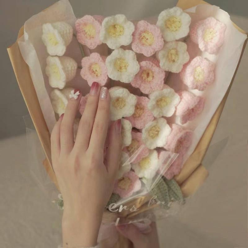 Bó Hoa Giả Đan Tay Thủ Công Diy Dùng Làm Quà Tặng Valentine / Bạn Gái