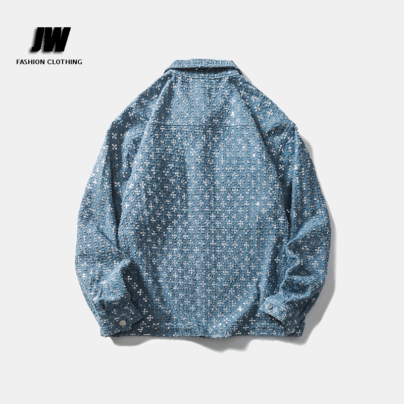 Áo Khoác Sơ Mi Tay Dài Đính Kim Sa Lấp Lánh Sang Trọng Thời Trang Thu Đông Cho Cặp Đôi