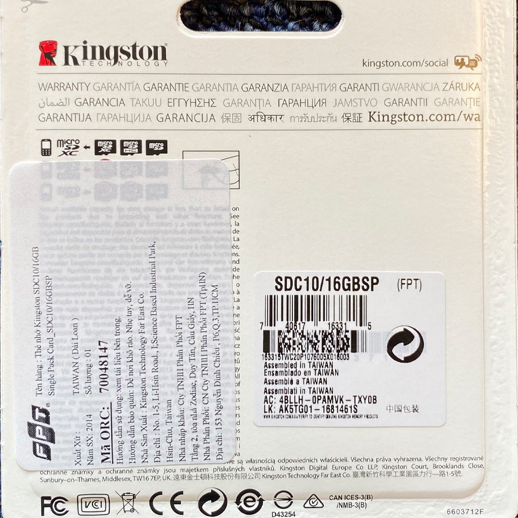 [Chính Hãng FPT] Thẻ nhớ Kingston Micro SDHC Class 10/ 16GB | BigBuy360 - bigbuy360.vn