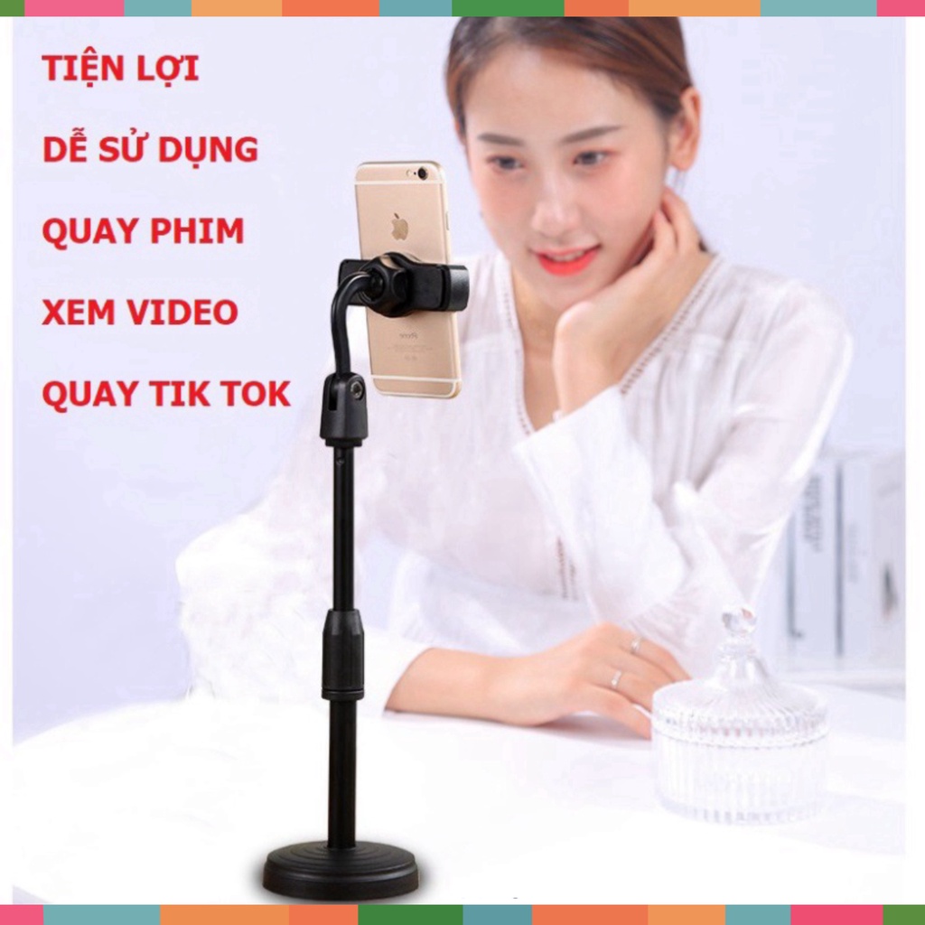 Giá đỡ điện thoại - Chân kẹp điện thoại để bàn livestream, để học, xem videos xoay 360 độ có điều chính được góc nghiêng