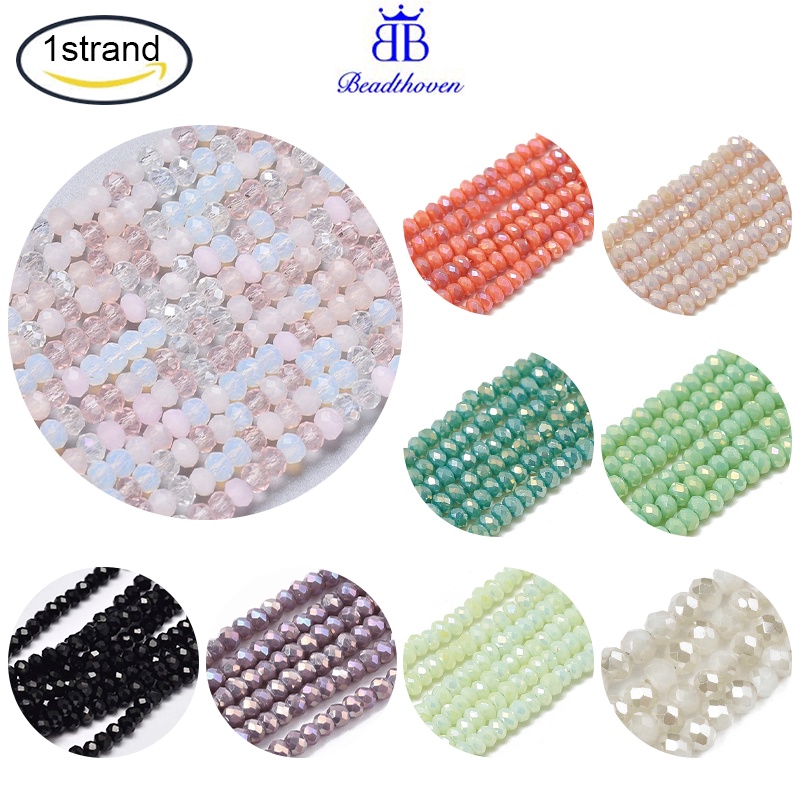 1 Chuỗi Hạt Thủy Tinh Màu Hồng 2.5~3.2x1.8~2.6mm Lỗ: 0.8mm 15.55~15.75 inch