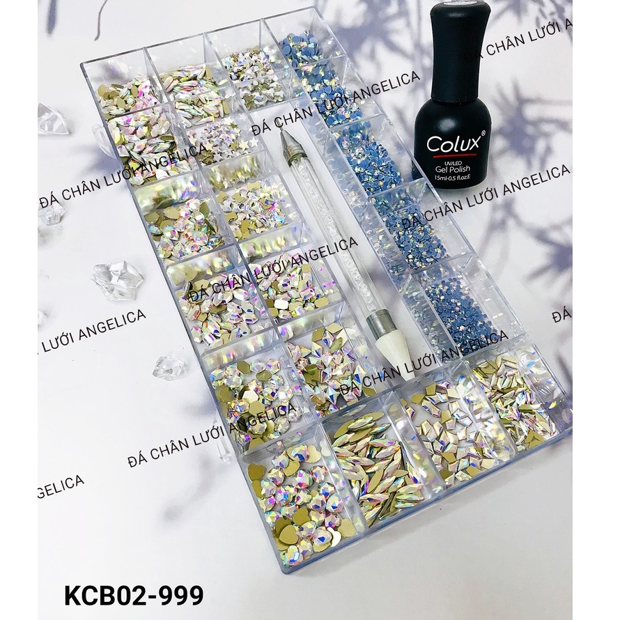 Khay Đá Nail Chân Bằng Chân Lưới Màu AB Kèm Phụ Kiện Làm Móng ANGELICA KCB KCBDK