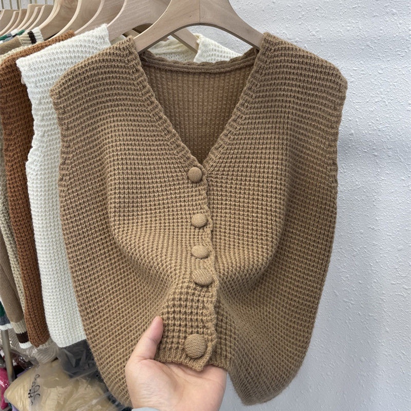 Áo sweater Dệt Kim Cổ Chữ V Dáng Rộng Phong Cách Thời Trang retro Dành Cho Nữ