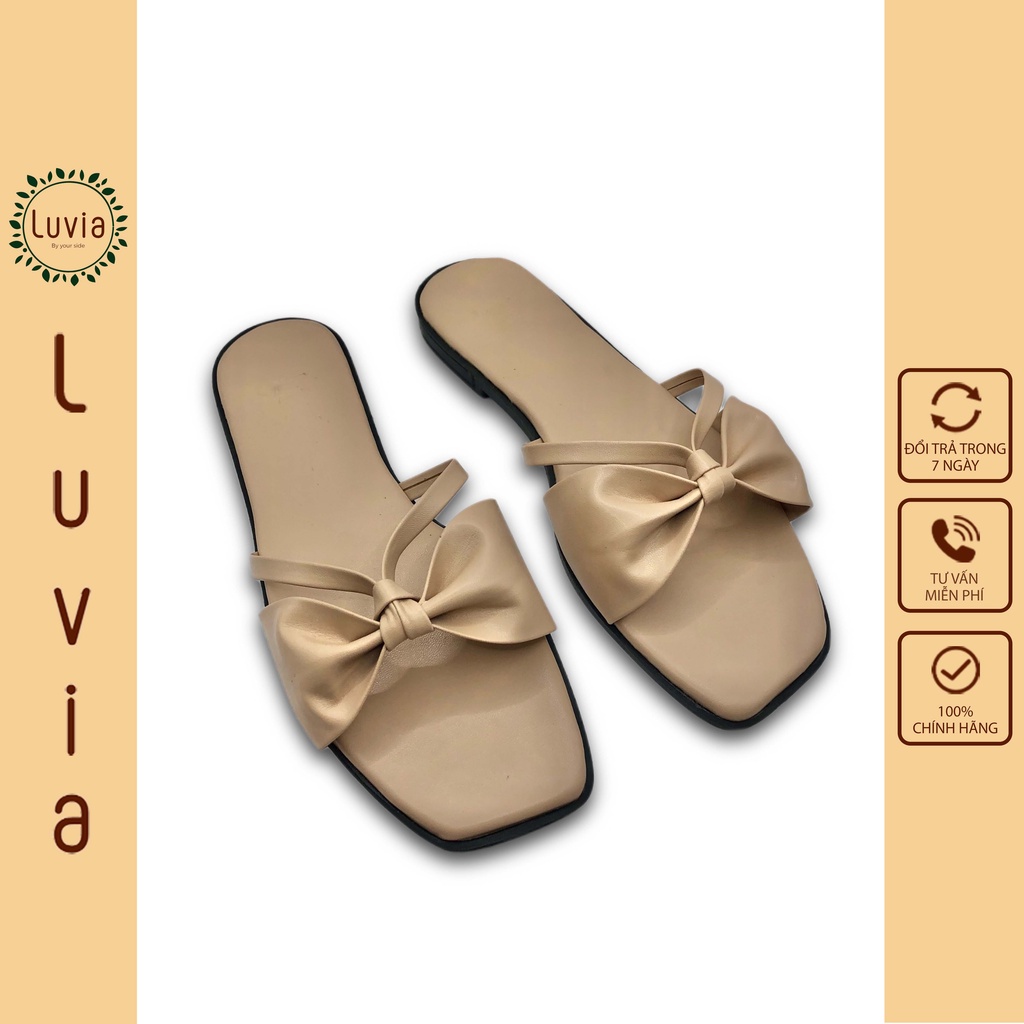 Dép lê nữ thắt nơ quai ngang thời trang đẹp cute Luvia X02DN