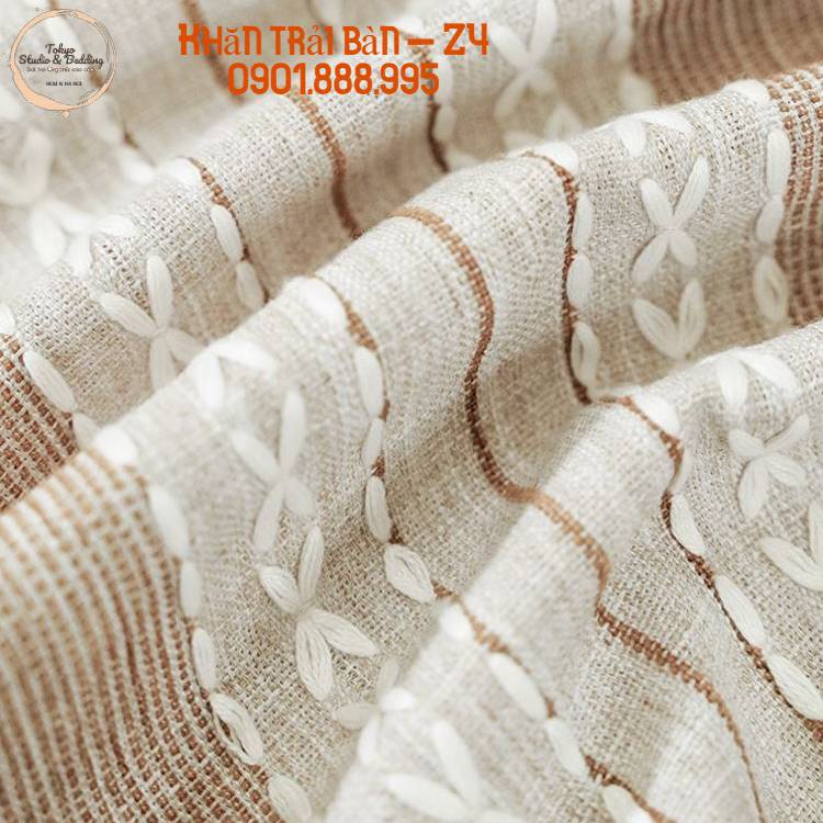 K2_Khăn trải bàn Cao Cấp có tua hình vuông/chữ nhật chất liệu cotton 100% Phong cách Bắc Âu