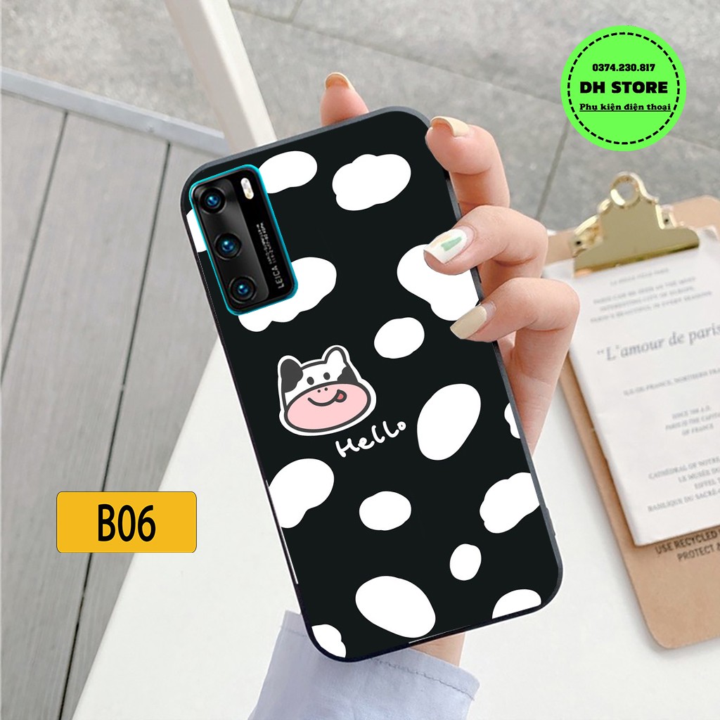 Ốp lưng điện thoại Huawei P30 - P30 Pro - P40 - P40 Pro in hình bò sữa chất liệu in UV cao cấp, siêu bền, siêu đẹp.