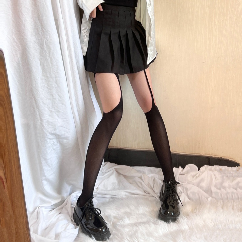 Quần Tất Vải Lụa Màu Đen Phong Cách Gothic Punk Gợi Cảm Cho Nữ
