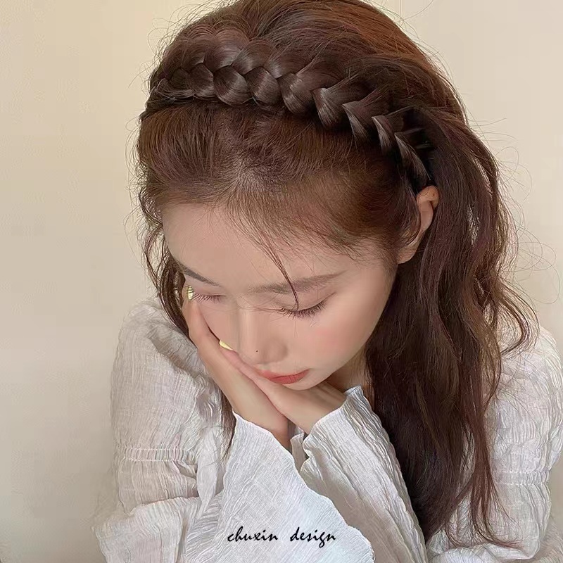 Băng đô đàn hồi nữ thời trang Băng đô hình xương cá bện