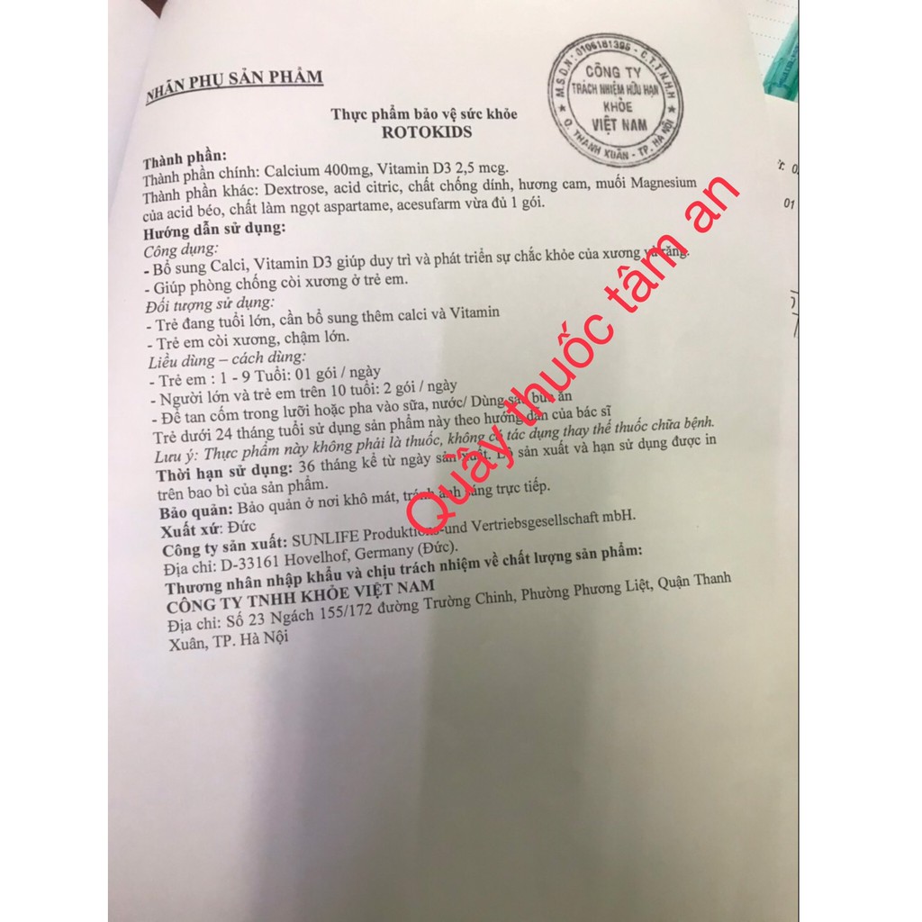 [ Kèm Quà Tặng] RotoKids Calcium 400mg + D3 Tăng cường hấp thu canxi tối đa ( hộp 30 gói ) | Thế Giới Skin Care