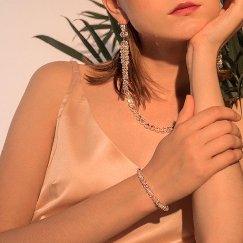 Vòng Tay Chuỗi Hạt Pha Lê Nhân Tạo Co Giãn Thời Trang