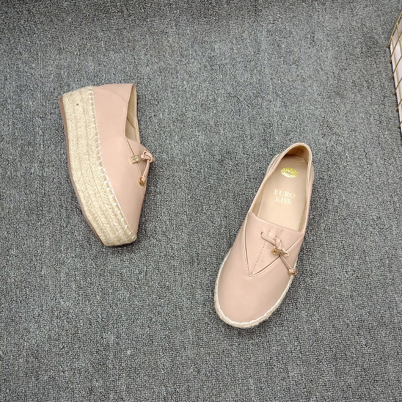 Giày slipon cói đế bánh mỳ 5cm xuất khẩu mẫu mới 2021
