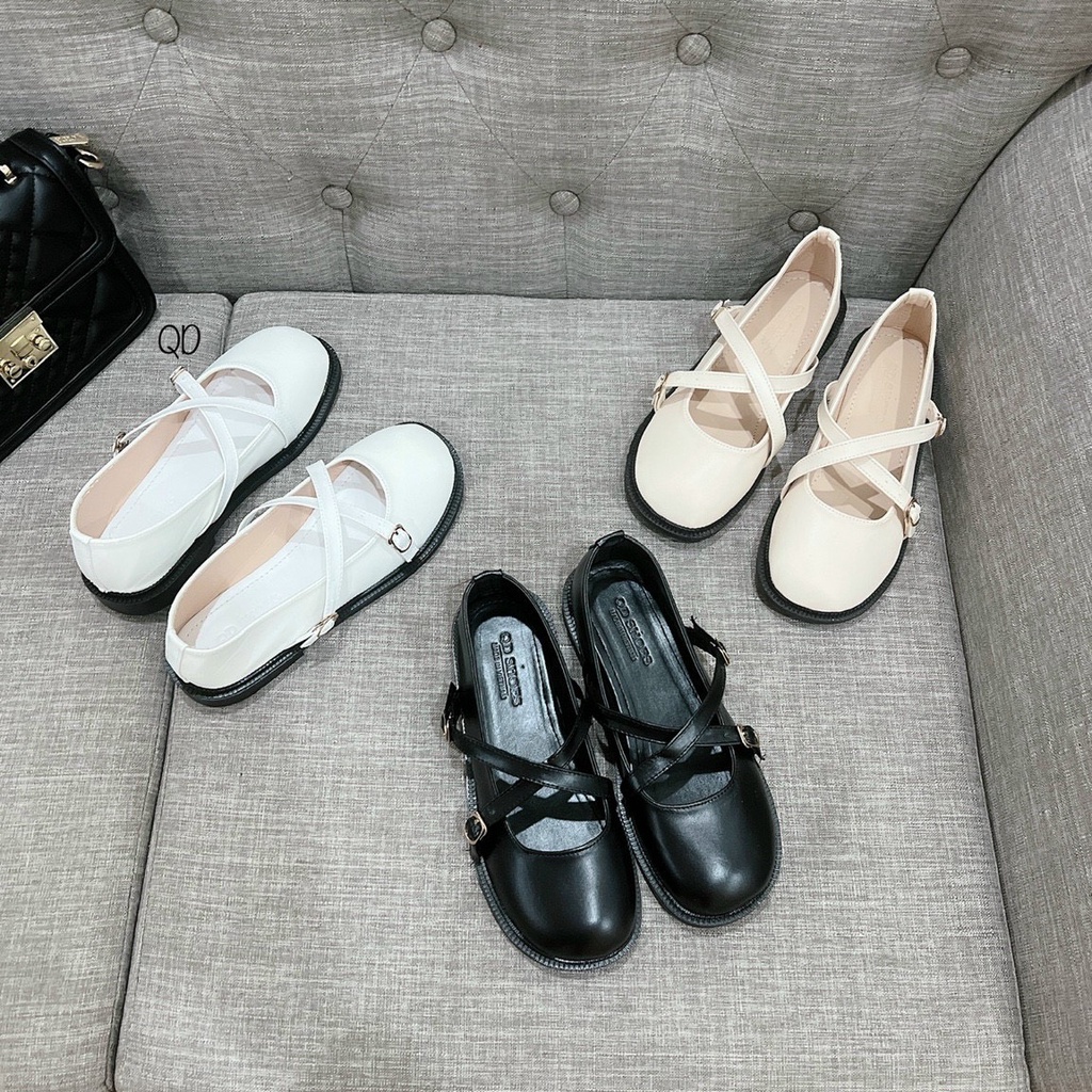 Lùi 1 sz Giày búp bê quai chéo đế 2,5cm style lolita Nhật Bản G001