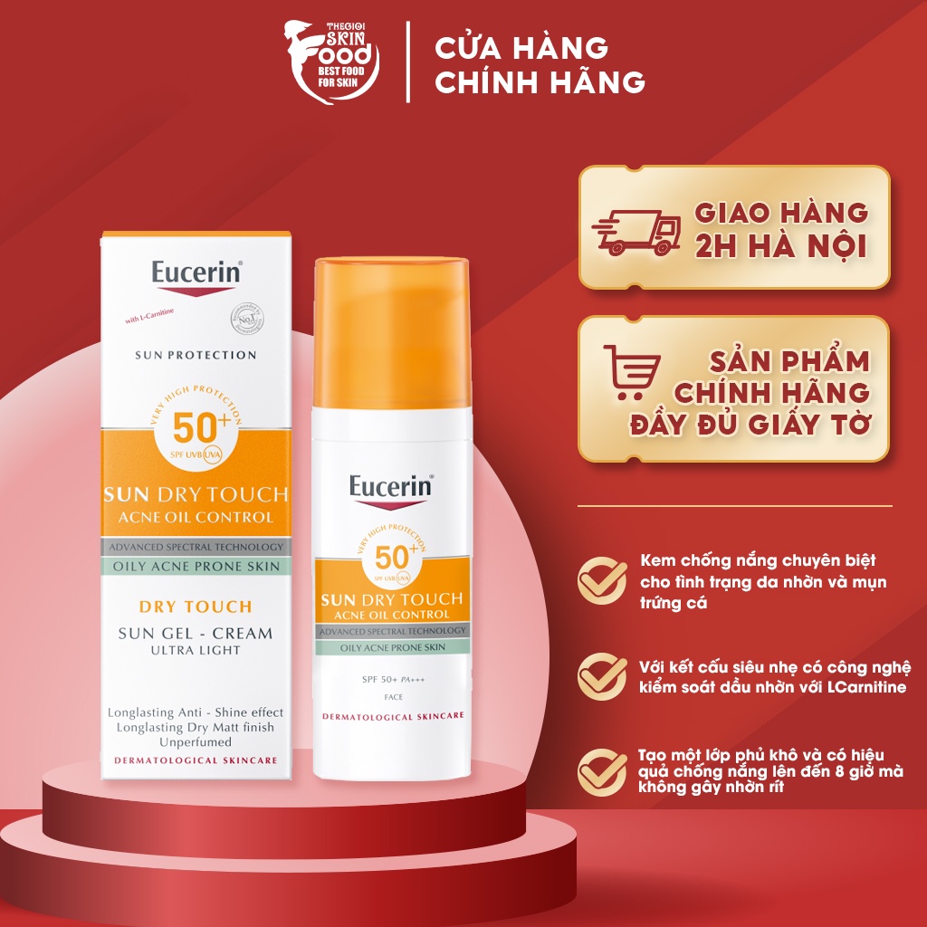 Kem Chống Nắng Dành Cho Da Dầu Mụn Eucerin Sun Dry Touch Oil Control Face 50ml