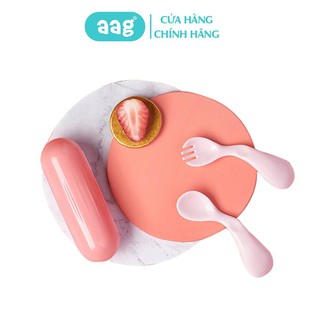 Set 2 thìa dĩa cong ăn dặm AAG 317 an toàn tiện lợi cho bé