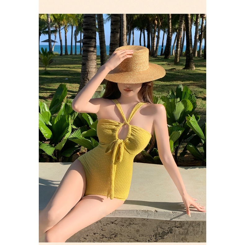 Bộ bikini Hai Dây Màu Trơn Lưng Cao Phong Cách Nhật Hàn Quyến Rũ