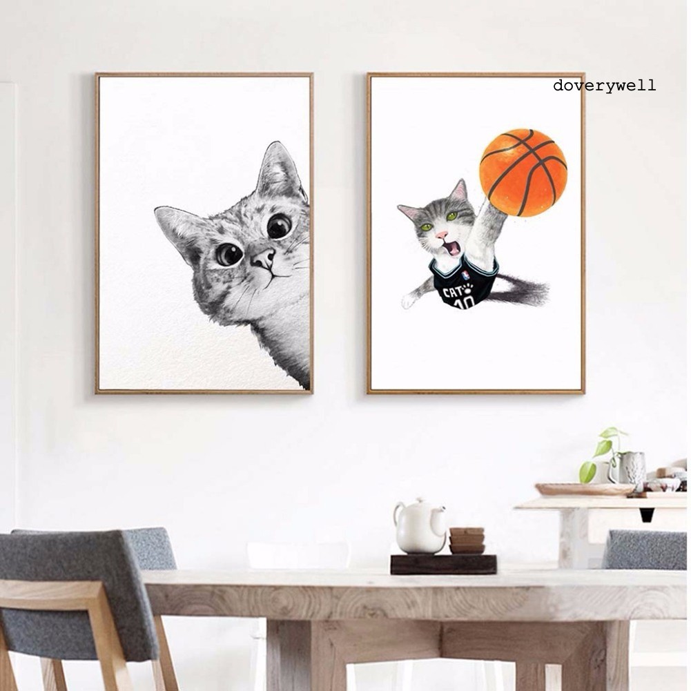 Tranh Vải Canvas Treo Tường Hình Chú Mèo Đáng Yêu
