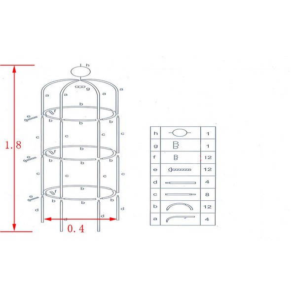 Khung thép lắp ráp dùng đỡ Hoa hồng leo, dây leo dạng Tháp