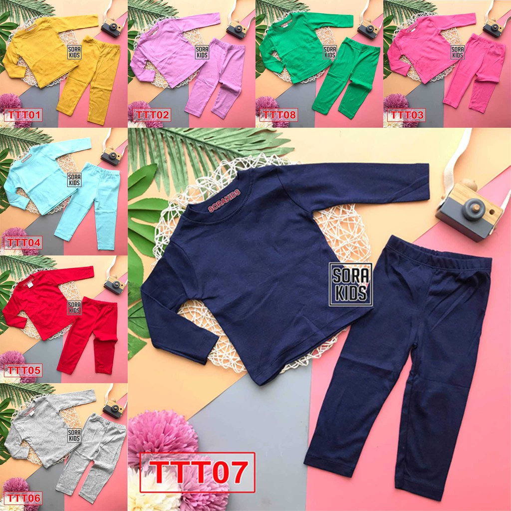 (Xả Kho) Bộ đồ ngủ bé trai , bé gái màu trơn cho bé từ 2-5 tuổi chất borip có size 8-20kg - Giao Màu Ngẫu Nhiên
