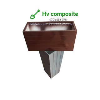 Chậu nhựa trồng cây composite màu nâu gỗ