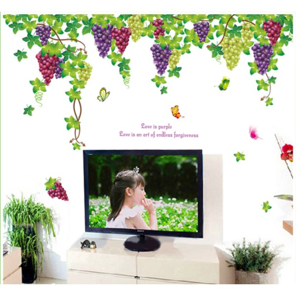 Decal dán tường chùm nho tím