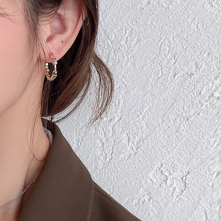 Bông Tai Kim Loại Hình Khối Tròn Thời Trang Hàn Quốc Cho Nữ