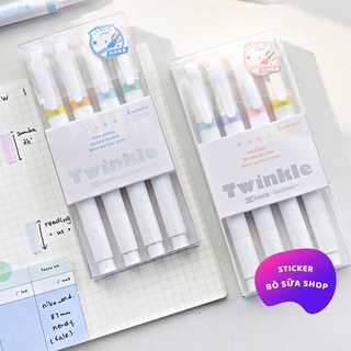 Bút highlight nhũ kim tuyến màu pastel đáng yêu đánh dấu trang trí sổ tay cực xinh stickerbosuashop