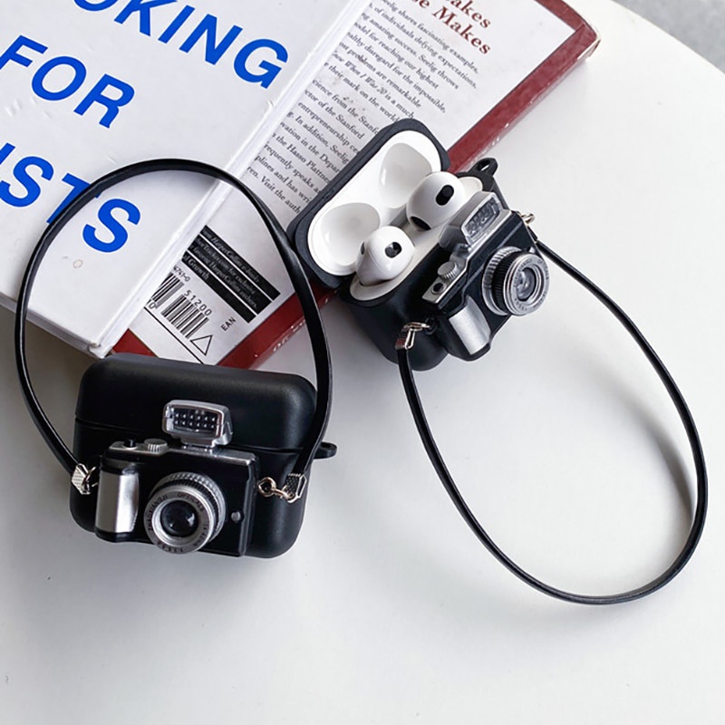 Vỏ bảo vệ HdoorLink hộp sạc tai nghe Air-pods 1 2 3 Pro bằng tpu hình máy ảnh 3d sáng bóng