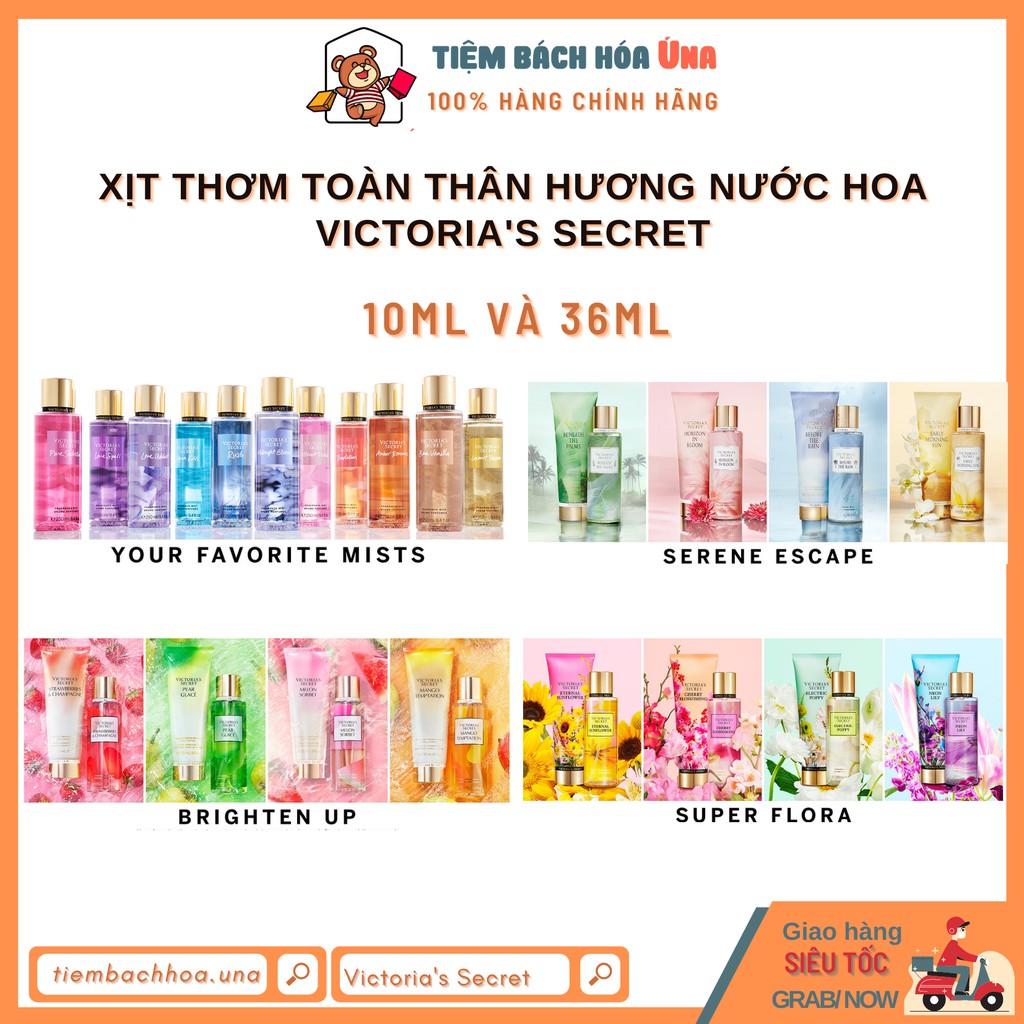 10ml và 36ml | Xịt thơm nước hoa toàn thân Victoria's Secret nhiều mùi | Thế Giới Skin Care