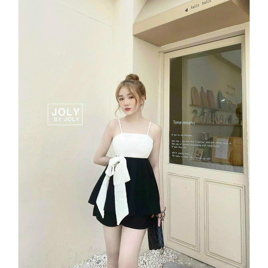 Set đồ nữ 💖set bộ quần áo 2 dây nơ eo mix quần ngắn đi chơi đi dạo