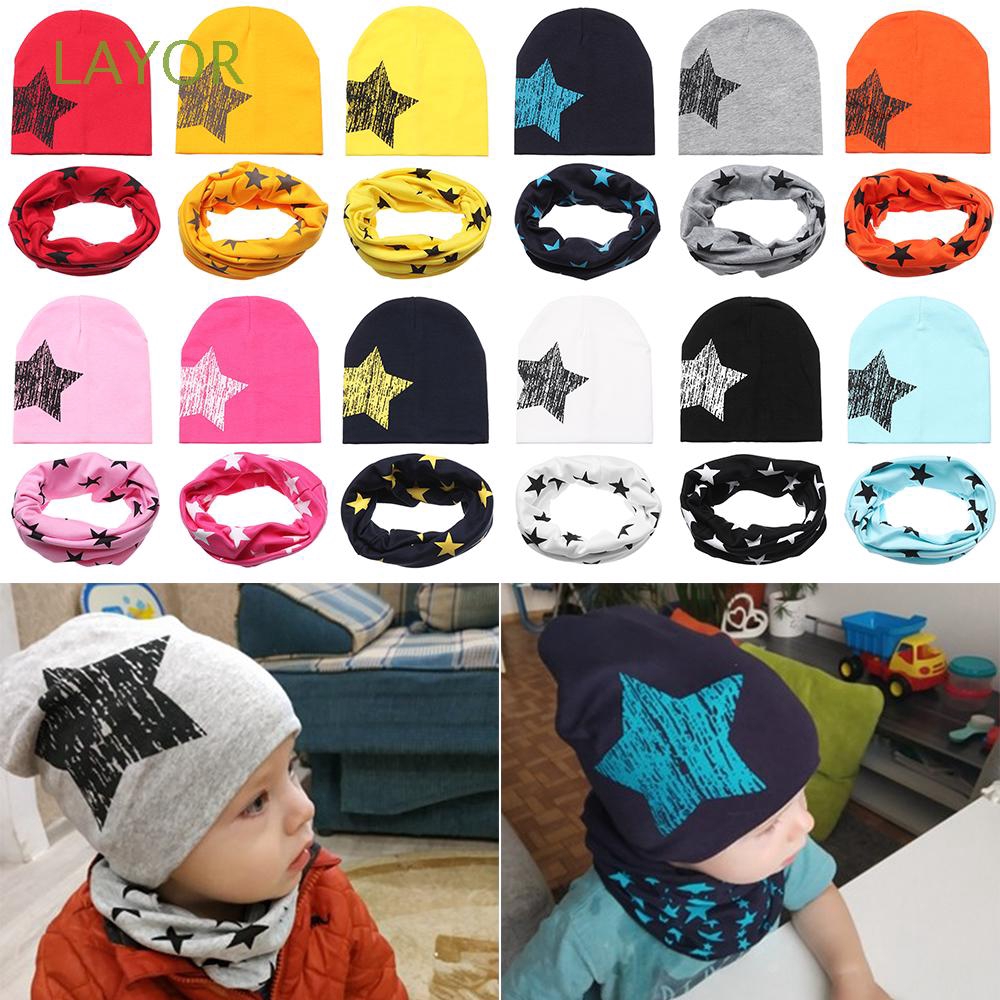 Mũ Beanie Kèm Khăn Choàng Cổ Họa Tiết Ngôi Sao Dễ Thương Thời Trang Mùa Đông