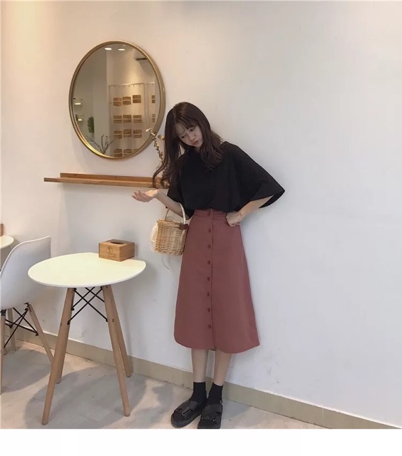 <ORDER> Chân váy kaki chữ A lưng chun dáng dài gắn cúc dọc váy _ẢNH THẬT CUỐI | BigBuy360 - bigbuy360.vn