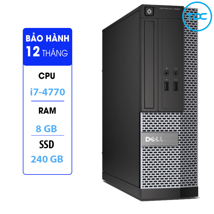 Case máy tính đồng bộ DELL Optiplex 3020 Intel Core i7-4770, ram 8GB, Ổ cứng SSD 240GB.Tặng USB Thu Wifi | BigBuy360 - bigbuy360.vn
