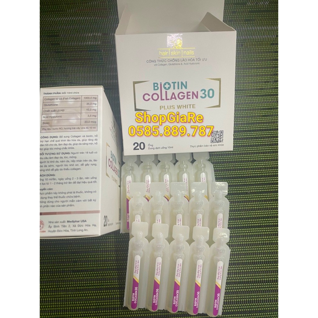 Biotin Collagen 30 plus white đẹp da, sáng da, bổ sung vitamin, hạn chế lão hóa, cung cấp độ ẩm cho da