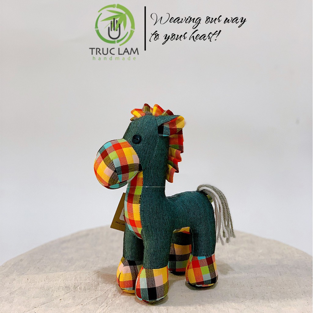 Đồ Chơi Cho Bé Thú Nhồi Bông Hình Con Ngựa Vải Dệt Tay Bông Gòn Cao Cấp - Trúc Lâm Handmade.